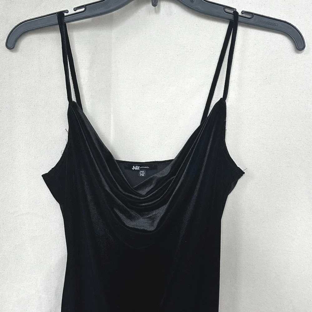 90s Y2K Jump‎ Apparel Witchygoth Black Velvet Cowl Neck Maxi Dress Slit Petite M